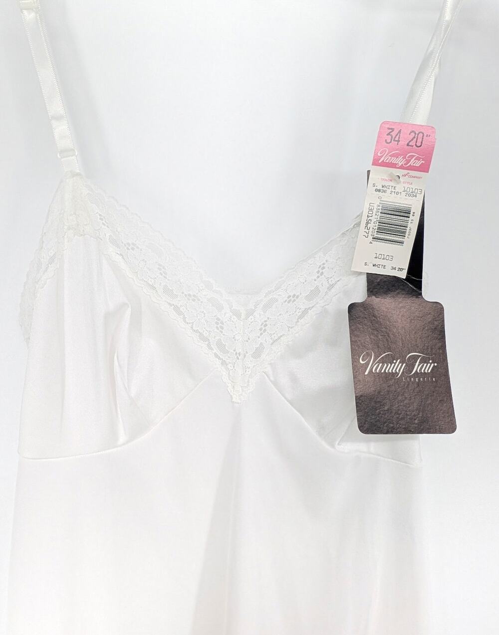 Vintage Vanity Fair Women 34 S White Full Slip Nightgown Lace Trim coquette NWT